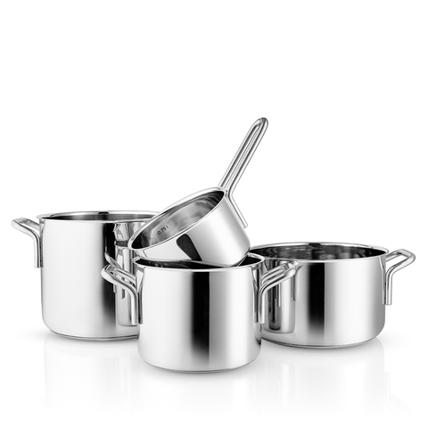 Eva Trio Steel Line Recycled grydesæt rustfrit stål 4 dele - uden belægning