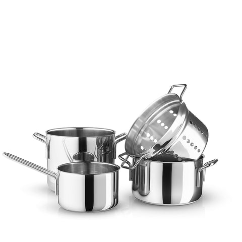 Eva Trio Recycled Stainless Steel grydesæt inklusiv pastaindsats - 4 dele