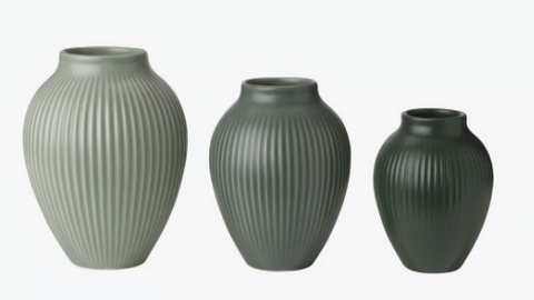 Knabstrup Keramik Ripple vase mat misty green/Celadon green/Dark green - 3 stk.